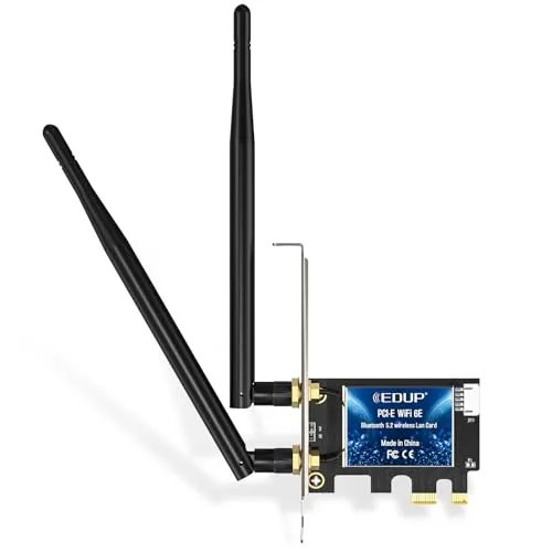EDUP WiFi 6E Bluetooth 5.3 PCIE WLAN Karte Intel AX210 5400Mbit/s WLAN Netzwerkkarte Adapter, 802.11AX DualBand 2.4Ghz/5Ghz Antenne Preiswerter AX210 Chip für PC Desktop Windows 10&11 64-Bit