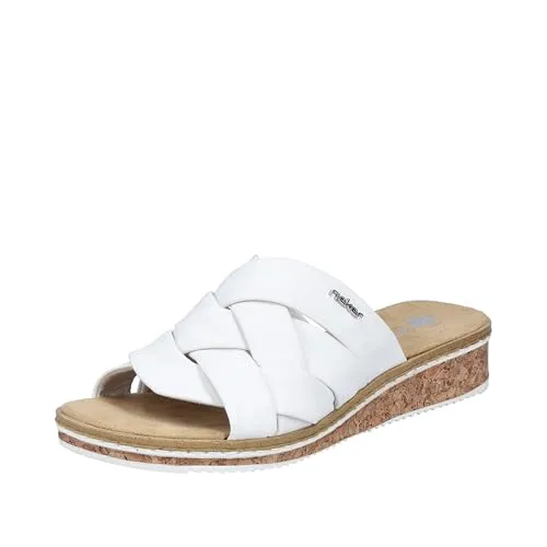 Rieker Damen V3608 Pantolette, Weiss, 38 EU - Wanderschuhe mit weicher Decksohle für optimalen Tragekomfort und stilvolles Design.