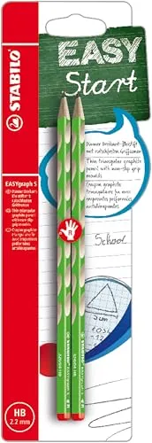STABILO - Schmaler Dreikant-Bleistift für Rechtshänder - EASYgraph S in grün - 2er Pack - Härtegrad HB