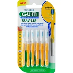 GUM Trav-Ler 1,3mm Tanne gelb Interdental+6Kappen 6 St