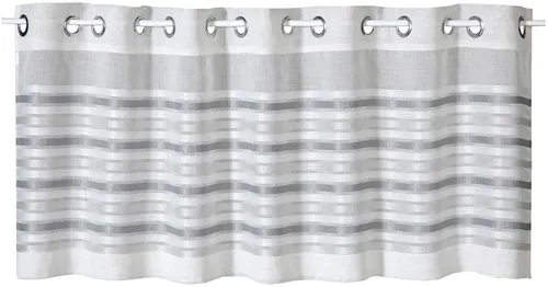 Gerster Webstreifen Bistro Gardine 150 x 50 cm - Halbtransparente Gardine aus 100 % Polyester, ideal für gemütliche Küchen und Wohnräume, sorgt für sanften Lichtdurchlass.