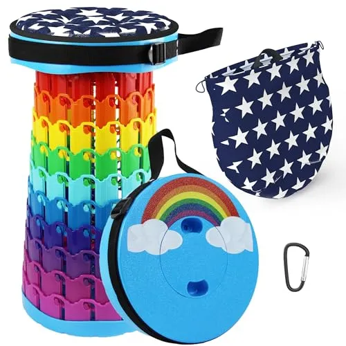 ALEVMOOM Tragbarer Klapphocker,Camping Hocker Teleskophocker,Klappbarer Hocker,Mini Leichte Campinghocker für Outdoor Camping Angeln BBQ Drinnen Küche,Belastung 600lbs