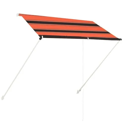 vidaXL Einziehbare Markise 200×150 cm - Orange und Braun - Markise für Terrasse, Balkon oder Garten, wasser- und UV-beständig. Robuster Stahlrahmen sorgt für Stabilität und Langlebigkeit. Einfach einziehbar und höhenverstellbar.