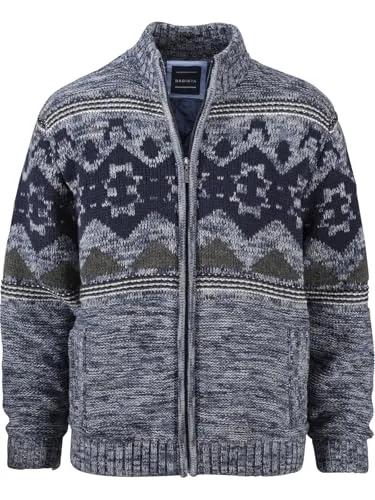 BABISTA Herren Outdoor Strickjacke Tessabella - Stylische Wärme in Blau, XL - 56/58 - Strickjacke für Herren im Grobstrick mit Norwegermuster, bietet Komfort und Stil. Mit Stehkragen und Reißverschluss ideal für Outdoor-Aktivitäten.