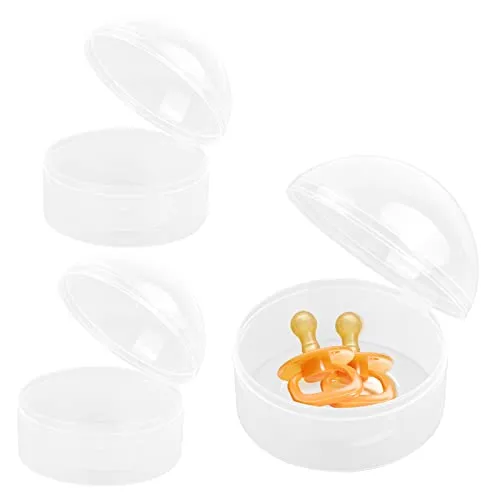 Jinlaili 3PCS Schnullerbox Transparent, Staubdicht Schnuller Box, Schnullerhalter BPA-Frei, Schnullerbox Tragbar Reise Aufbewahrungsbox für die tägliche, Aufbewahrung von 2 Schnullern - Babyfreundlich