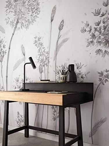 Marburg Fototapete Botanisch - Moderne Tapete für Wohnzimmer, Schlafzimmer und Küche - Fototapeten mit fotorealistischen Blumenmotiven, ideal für eine stilvolle Wandgestaltung in Grau. Lichtbeständig und einfach zu montieren.