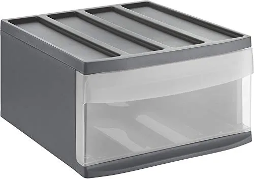 Rotho Systemix Schubladen Organizer Schubladenbox L Anthrazit transparent