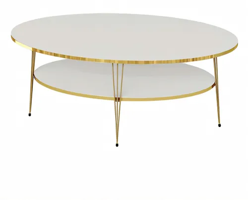 Moderner Weißer Holz-Couchtisch Oval - Eleganter Couchtisch aus hochwertigem Holz in modernem Design, ideal für Ihr Wohnzimmer. Pflegeleicht und mit 2 Jahren Herstellergarantie.