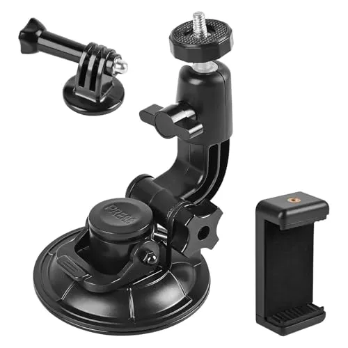 ShipeeKin Saugnapfhalterung Kfz Kamera Dash Cam GPS Halterung für Gopro Heros, Osmo Action 5pro/4, SJCAM, Geekpro, VIRB Xe, Jagon Touch, insta360, Yi 4k & Handy für Vlogaufnahmen