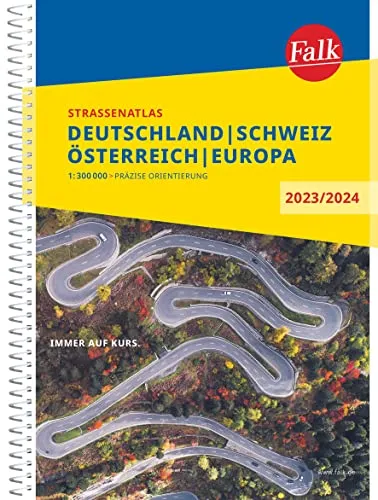 Falk Straßenatlas 2023/2024 Deutschland, Schweiz, Österreich 1:300.000: mit Europa 1:4,5 Mio. (Falk Atlas)