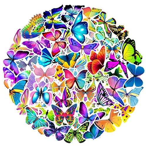MARSFORCE Schmetterling Aufkleber, Butterfly Wasserdicht Vinyl Stickers für Laptop Wasserflaschen Skateboard Gepäck Fahrrad Gitarre PS4 Koffer Tagesbuch Scrapbook Handy Pad [50 Stück]