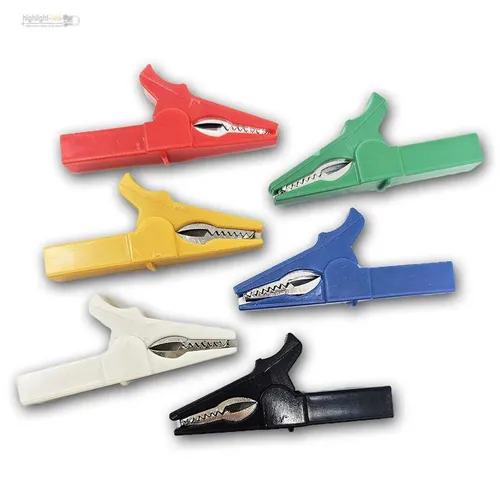 Bunte Abgreifklemmen Krokoklemmen 6er Set, Messklemmen, Krokodil Klemmen Buchsen