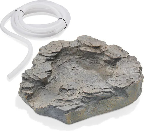 esotec Obere Bachlaufschale mit Schlauchanschluß in Stein-Optik - Sonstige Gartendekorationen, wetterfeste Quellschale aus robustem Kunstharz mit integriertem Wasserauslass für einen natürlichen Wasserlauf im Garten.