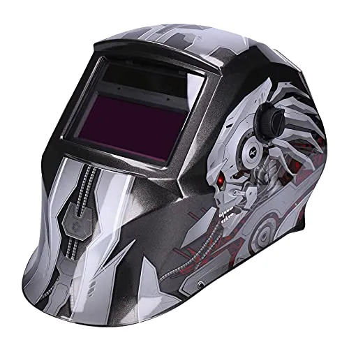 Automatik Solar Schweißhelm UV/IR-Schutz großes Sichtfenster für alle Schweißarten automatische Verdunkelung Schleifmodus Schweißmodus Empfindlichkeit & Verzögerungszeit einstellbar (Machine)