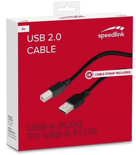 Speedlink HQ 3m USB 2.0 USB-Kabel Typ A-B Stecker Anschluss-Kabel Drucker Hub ..