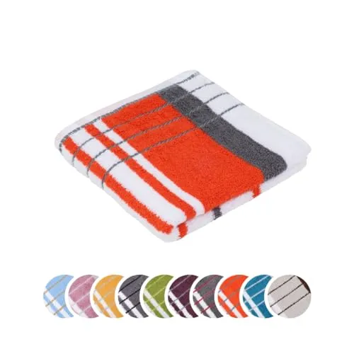 liebling Handtuch, 100% Baumwolle, Serie Potsdam, 50 x 100 cm, 60 Grad waschbar, trocknergeeignet, Farbe: orange & anthrazit