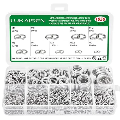 Lukaisen 1050 Stk Unterlegscheiben Set, M2-M12 Edelstahl Federringe Kit