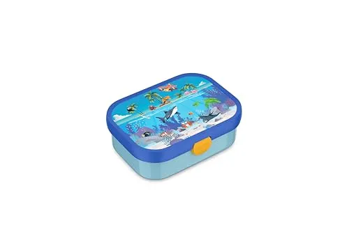 Mepal - Brotdose Kinder Campus - Bento Box Kinder - Brotdose Kinder mit Fächern & Gabel - Meal Prep Box mit Clip-Verschluss - BPA-frei & Spülmaschinenfest - 750 ml - Tropical Ocean