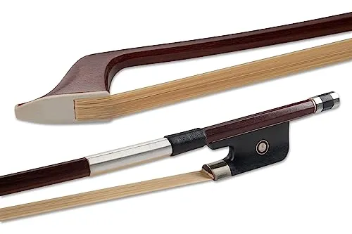 GEWA Bassbogen, Kontrabassbogen 4/4 - Naturhaar - Französisches Modell - Kantige Stange - Ebenholzfrosch