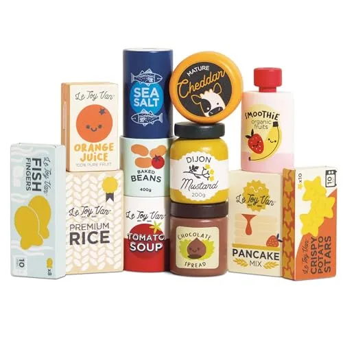 Le Toy Van Supermarkt Grocery Weekly Shop Set | Holz Rollenspiel Lebensmittel Spielzeug Set - Geeignet für Kinder ab 2 Jahren