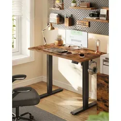 VASAGLE Elektrisch Verstellbarer Stehtisch mit Memory-Funktion, 100 x 60 cm, Braun - Erleben Sie Flexibilität im Home Office: Der höhenverstellbare Tisch mit 4 Speicherhöhen ermöglicht einfaches Wechseln zwischen Sitzen und Stehen. Robuste Bauweise und durchdachtes Kabelmanagement sorgen für einen organisierten Arbeitsplatz.