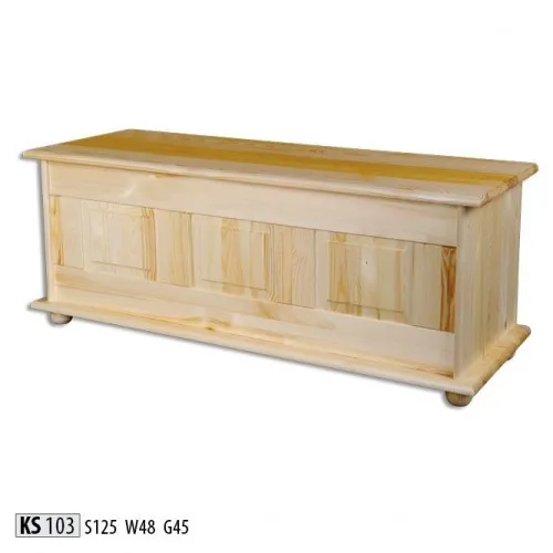 Vollholz Aufbewahrungsbox Kiefer 125x45 cm - Praktische Aufbewahrungsbox aus massivem Kiefernholz, perfekt für Ihr Arbeitszimmer. Mit modernem Design und freistehender Montage bietet sie viel Platz für Ihre Utensilien.