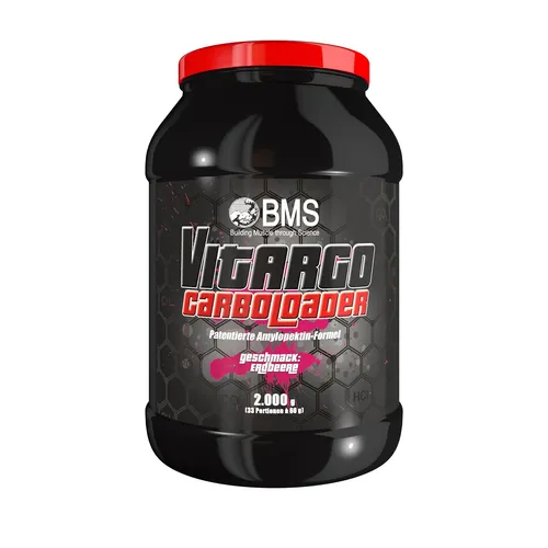 BMS Vitargo Carboloader 2000g - Kohlenhydrate für effektiven Muskelaufbau - Protein Shakes & Muskelaufbau, liefert schnell verfügbare Energie mit Erdbeergeschmack, ideal für Sportler und Fitnessbegeisterte.