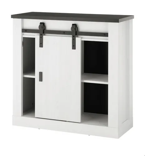 Furn.Design Kommode Stove - Weiße Pinie mit Anthrazit - Türkommode 