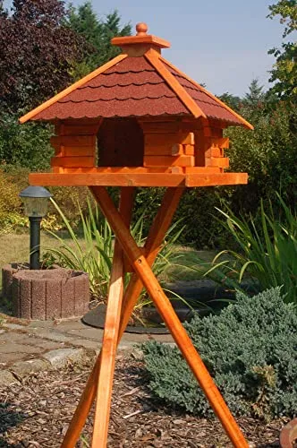 Deko-Shop-Hannusch XXL Futterhaus mit Bitumenschindeln - Futterstationen für Wildvögel, wählbare Dachfarben und optionale Ständer für ein stilvolles Vogelparadies in Ihrem Garten.