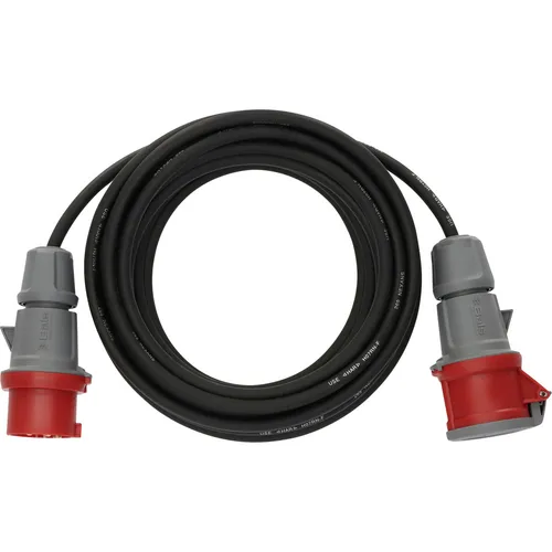 Brennenstuhl 1167710 Strom Verlängerungskabel 16A Schwarz 10.00m - Verlängerungskabel für den Außenbereich, IP44, öl- und UV-beständig, ideal für harten Einsatz mit CEE-Stecker und Kupplung.