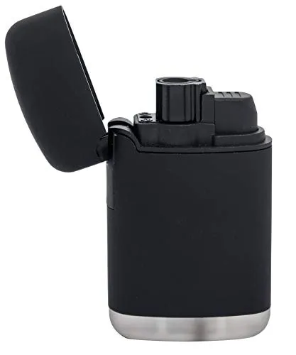 Relags Gasfeuerzeug mit starker Jetflamme, Schwarz, Gummi, Praktisch