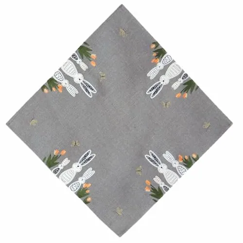 texpot Tischdecke mit Osterhasen-Stickerei, grau, 85x85 cm in grau von texpot