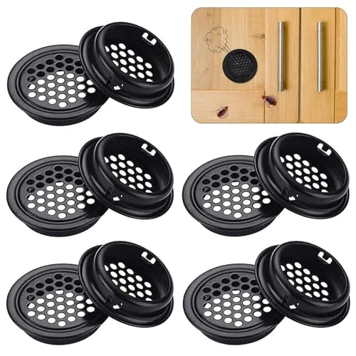Stück Lüftungsgitter, rund, Loch, Edelstahl, rund, Lüftungsschlitz, Loch, Belüftungslöcher, für Küche und Schrank, Küche, Möbel, Lüftungsöffnungen (schwarz) 10
