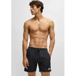 BOSS Badeshorts Starfish mit Kontraststreifen - Sportliche Badeshorts in Black 001, aus schnell trocknender Mikrofaser, ideal für Strand und Pool, mit elastischem Bund und praktischer Gesäßtasche.