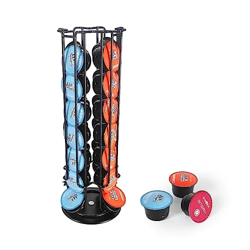 SYSYLY Kapselhalter, Kapselspender Kompatibel für Tchibo Cafissimo/K Fee/ALDI Expressi Kapseln, Kapselständer zur Aufbewahrung von Kaffeekapseln, rutschfeste Basis,Drehbarer, Schwarz