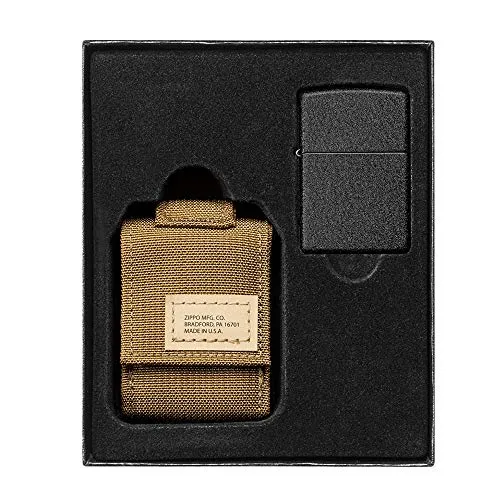 Zippo Coyote Tactical Pouch und Windproof Lighter Set - Feuerzeuge: Hochwertiges Set mit taktischer Tasche und windbeständigem Zippo, ideal für Outdoor-Enthusiasten und als Geschenk verpackt.