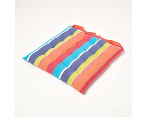 Homescapes Stuhlkissen Gestreiftes Sitzkissen aus 100% Baumwolle, bunt, 40 x 40 cm