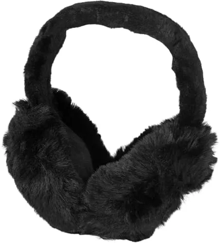 styleBREAKER Damen Ohrenschützer Teddyfell Optik | Flauschige Ohrenwärmer Earmuffs mit flexiblem Bügel | Weiche Winter Ohrschützer für Freizeit Spaziergänge und Outdoor, Farbe:Schwarz