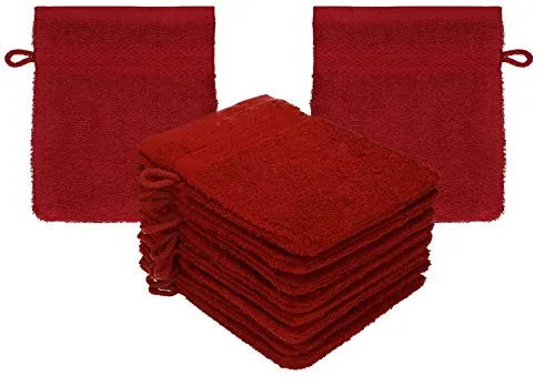 Betz Waschhandschuhe Premium 10 Stück 16x21 cm – 100% Baumwolle 470g/m² – Weiche Frottee Waschlappen – Pflegeleicht & saugstark - Farbe rubinrot