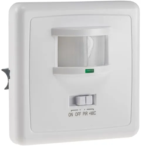 ChiliTec Bewegungsmelder 160° mit Akustiksensor 3-Draht 230V 9m Reichweite Unterputz Wandmontage Sensoren einstellbar LED-geeignet Parallel-Schaltung Weiß