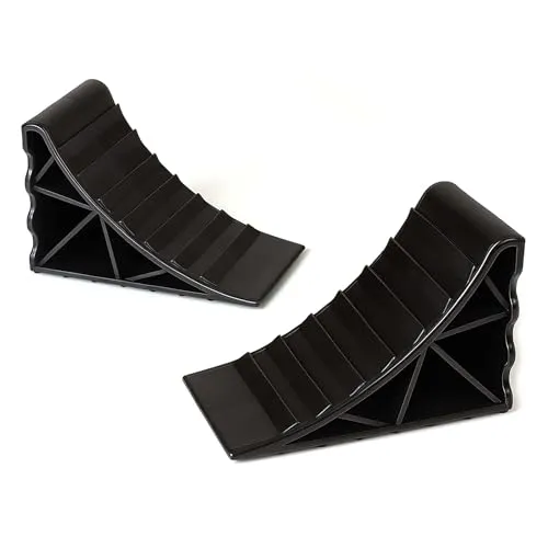 Wiltec Unterlegkeile für Anhänger 2 Stück bis 2 t, Bremskeile Wohnmobil 14,8 x 8,9 x 9,8 cm, Unterlegkeile Auto rutschfest aus HDPE für Pkw und Wohnwagen