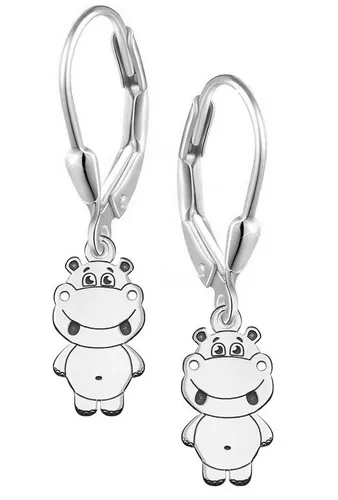 Limana Paar Ohrhänger Kinder Mädchen 925 Silber Nilpferd hängende Brisur Ohrringe, hängende Ohrringe