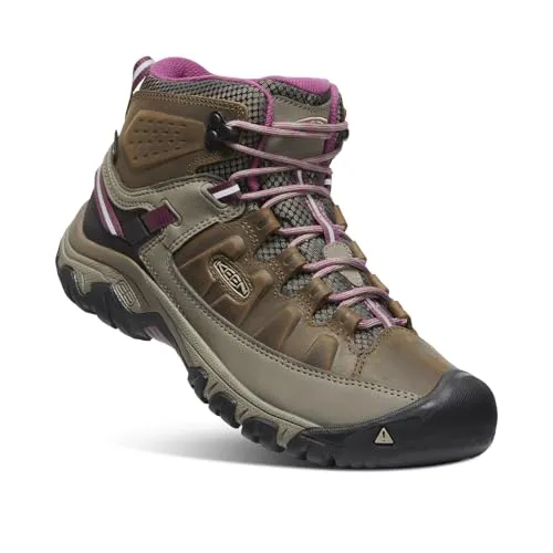 KEEN Damen Targhee 3 Mid Waterproof Wanderstiefel - Weiss/Boysenberry, 41 EU - Wanderschuhe mit KEEN.DRY Technologie für wasserdichten Komfort und hervorragende Traktion auf jedem Terrain. Ideal für Outdoor-Abenteuer!