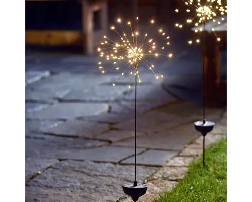 MARELIDA LED Solarleuchte FEUERWERK 90 warmweiße LEDs - Elegante LED Solarleuchte FEUERWERK mit 90 warmweißen LEDs, 100cm hoch. Ideal für stimmungsvolle Gartenakzente. Automatischer Dämmerungssensor sorgt für mühelose Nutzung. Perfekt für Terrasse oder Balkon.