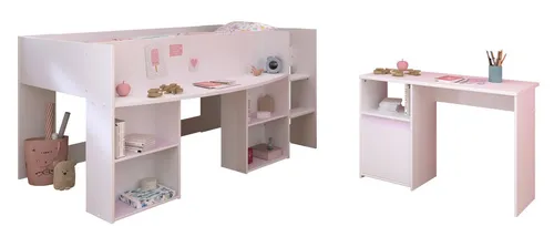Parisot Jugendzimmer-Set Pirouette 17, (2-teilig), (2-teilig) in Weiss, mit drehbaren Elementen in Rosa oder Grau