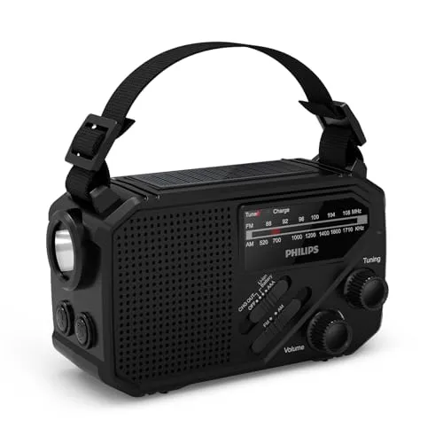 Philips TAR1659 Tragbares FM/AM Radio mit Akku und Kurbel-Notstrom