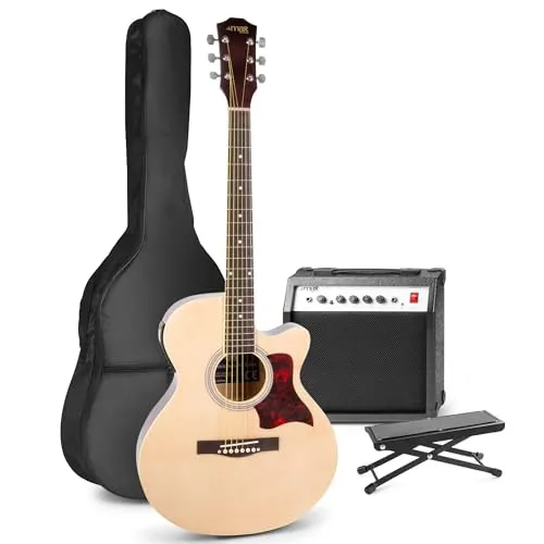 MAX ShowKit Elektrische Akustikgitarre, Akustische E-Gitarre Set