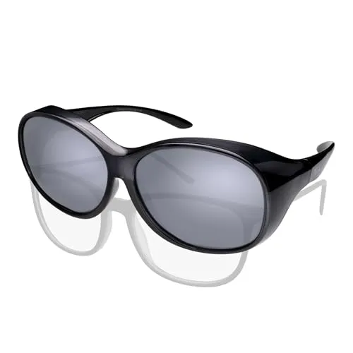 ActiveSol Überziehsonnenbrille Damen MEGA - Vintage Stil in Schwarz - Sportbrillen mit polarisierten Gläsern für optimalen Blendschutz und 100% UV-Schutz. Inklusive praktischer Schiebebox und Brillenputztuch für unterwegs.