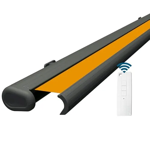 Eclipse Elektrische Kassettenmarkise 4.0x3.0m, Gelb - Markisen & Sonnenschutz mit hochwertigem Polyacryl-Tuch, UV-Schutzfaktor 50+, inklusive Funkfernbedienung und Nothandkurbel für sicheren Betrieb.