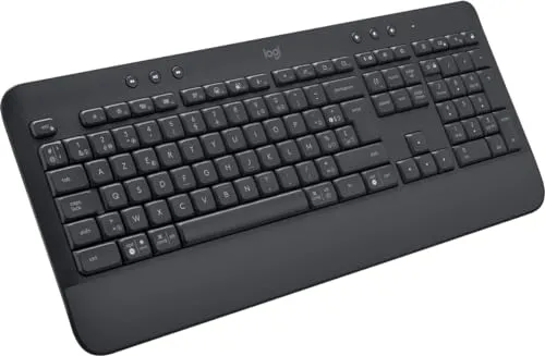 Logitech Signature K650 - Komfortable kabellose Tastatur mit Handballenauflage - Tastaturen: Genießen Sie ganztägigen Komfort mit der Soft-Touch-Oberfläche und bis zu 36 Monaten Batterielebensdauer. Ideal für Windows, Mac und mehr!